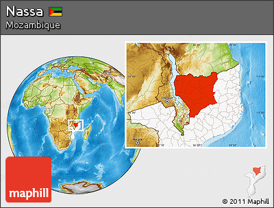 Physical Location Map of Nassa, highlighted country