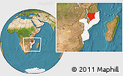 Satellite Location Map of Nassa, highlighted country, within the entire country