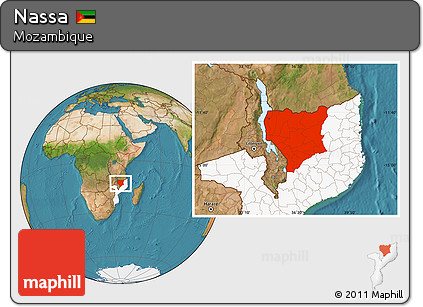 Satellite Location Map of Nassa, highlighted country