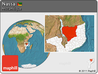 Satellite Location Map of Nassa, highlighted country