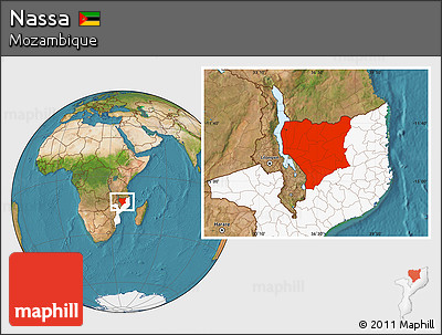 Satellite Location Map of Nassa, highlighted country
