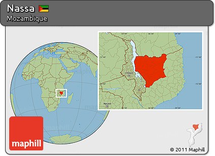 Savanna Style Location Map of Nassa