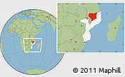 Savanna Style Location Map of Nassa, highlighted country, within the entire country