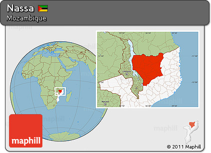 Savanna Style Location Map of Nassa, highlighted country