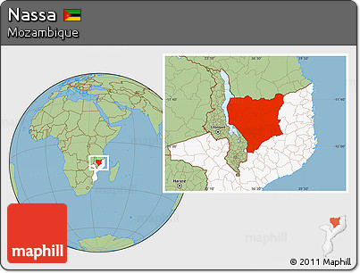 Savanna Style Location Map of Nassa, highlighted country