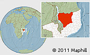 Savanna Style Location Map of Nassa, highlighted country, hill shading