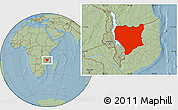 Savanna Style Location Map of Nassa, hill shading