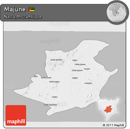Gray 3D Map of Majune, single color outside