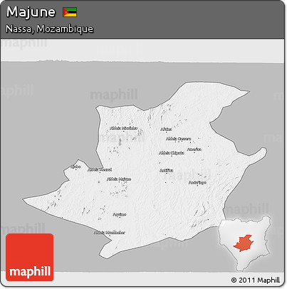 Gray 3D Map of Majune, single color outside