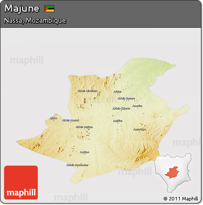 Physical 3D Map of Majune, cropped outside