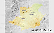 Physical 3D Map of Majune, lighten, desaturated