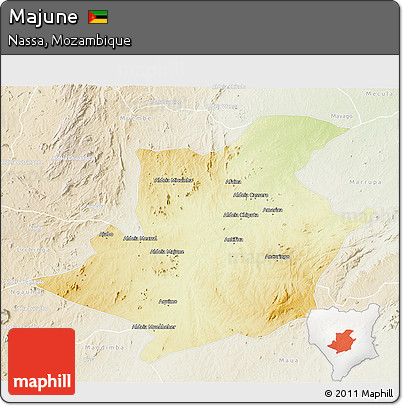 Physical 3D Map of Majune, lighten