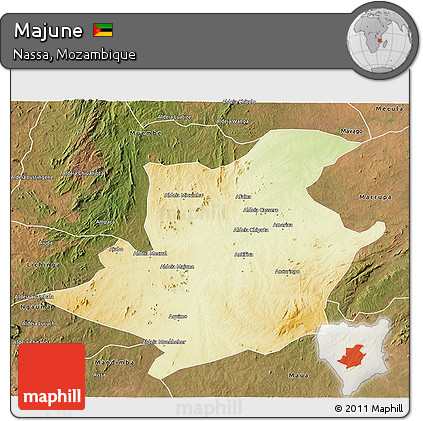 Physical 3D Map of Majune, satellite outside