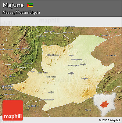 Physical 3D Map of Majune, satellite outside