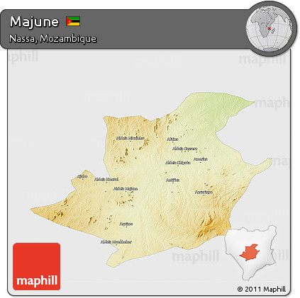 Physical 3D Map of Majune, single color outside