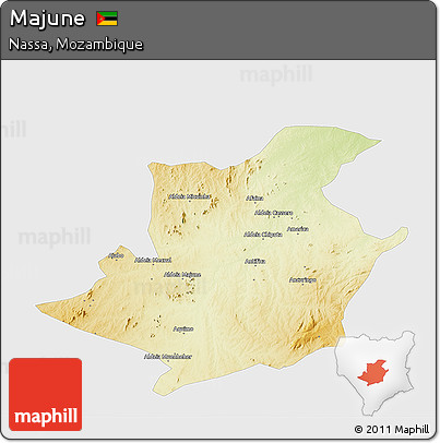 Physical 3D Map of Majune, single color outside