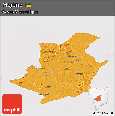Political 3D Map of Majune, single color outside