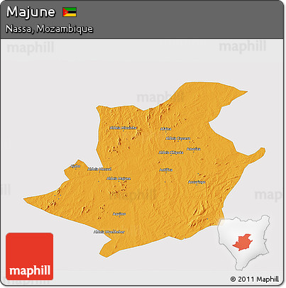 Political 3D Map of Majune, single color outside