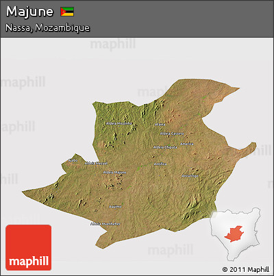Satellite 3D Map of Majune, cropped outside