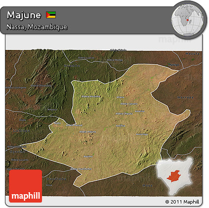 Satellite 3D Map of Majune, darken