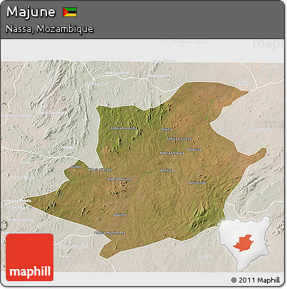 Satellite 3D Map of Majune, lighten