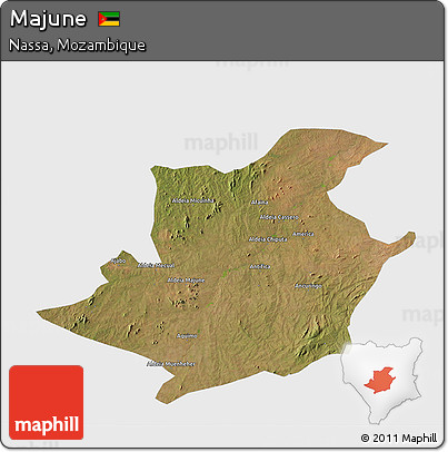 Satellite 3D Map of Majune, single color outside