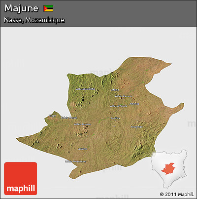 Satellite 3D Map of Majune, single color outside
