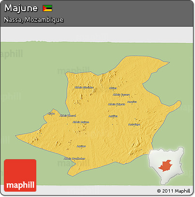 Savanna Style 3D Map of Majune, single color outside
