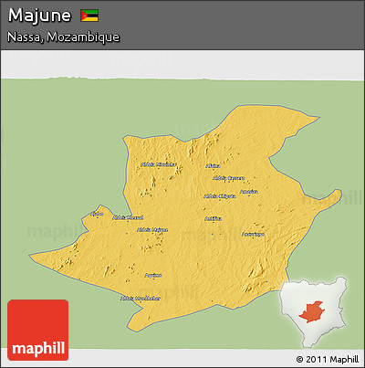 Savanna Style 3D Map of Majune, single color outside