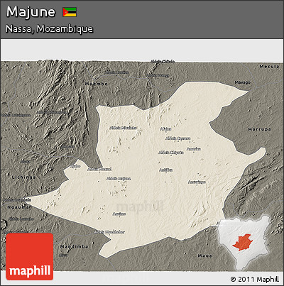 Shaded Relief 3D Map of Majune, darken