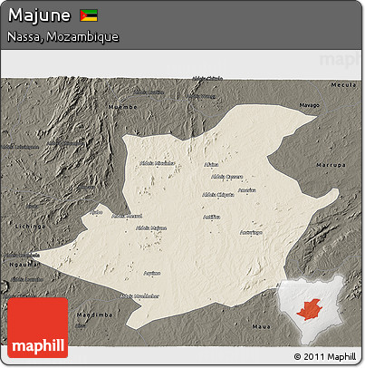 Shaded Relief 3D Map of Majune, darken