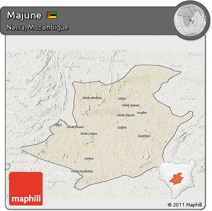 Shaded Relief 3D Map of Majune, lighten