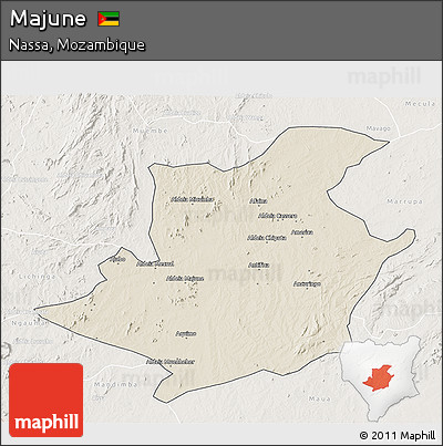 Shaded Relief 3D Map of Majune, lighten