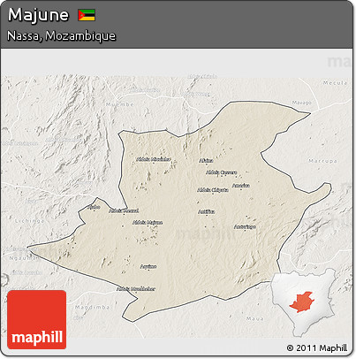 Shaded Relief 3D Map of Majune, lighten