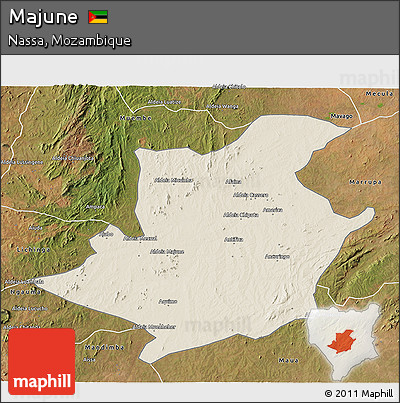 Shaded Relief 3D Map of Majune, satellite outside