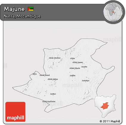 Silver Style 3D Map of Majune, single color outside