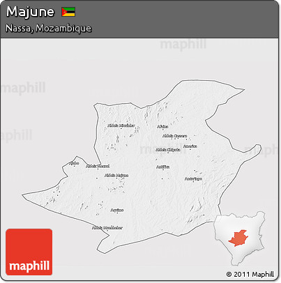 Silver Style 3D Map of Majune, single color outside