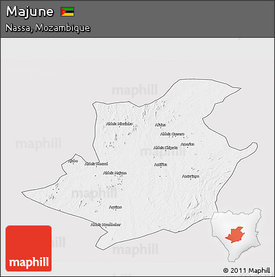 Silver Style 3D Map of Majune, single color outside