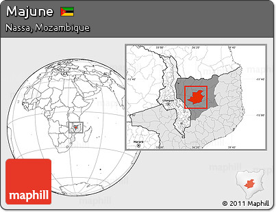 Blank Location Map of Majune, highlighted country, highlighted parent region