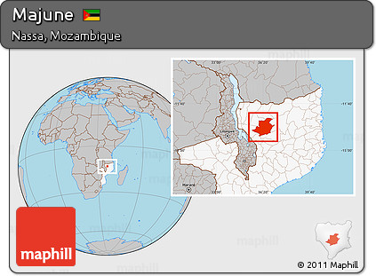 Gray Location Map of Majune, highlighted country