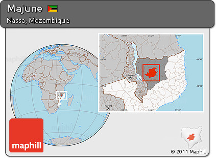Gray Location Map of Majune, highlighted country, highlighted parent region