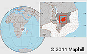 Gray Location Map of Majune, highlighted country, highlighted parent region