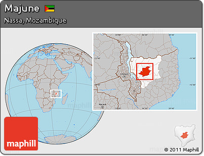 Gray Location Map of Majune, highlighted parent region