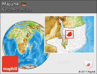 Physical Location Map of Majune, highlighted country