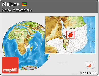 Physical Location Map of Majune, highlighted country
