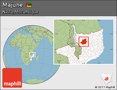 Savanna Style Location Map of Majune, highlighted country