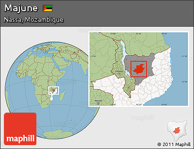 Savanna Style Location Map of Majune, highlighted country, highlighted parent region