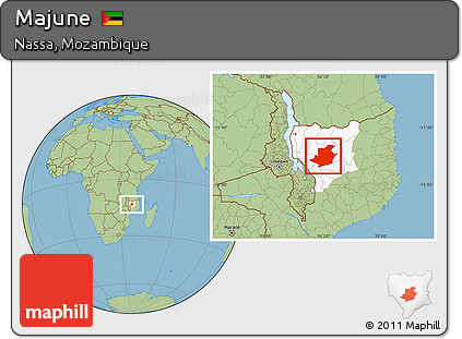 Savanna Style Location Map of Majune, highlighted parent region
