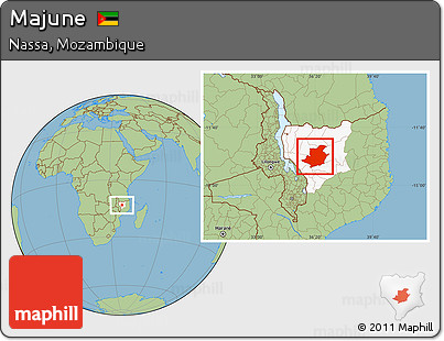 Savanna Style Location Map of Majune, highlighted parent region