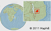 Savanna Style Location Map of Majune, hill shading